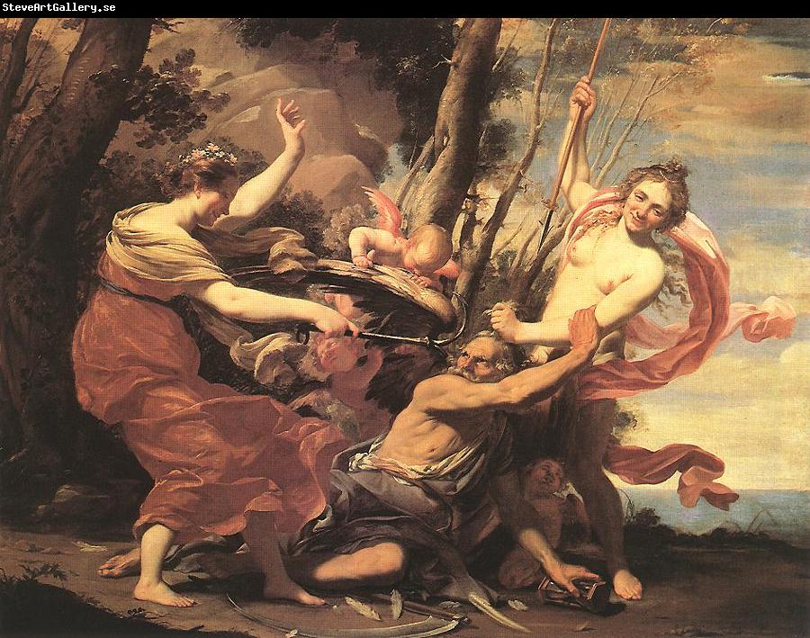 Simon Vouet Father Time Overcome by Love, Hope and Beauty